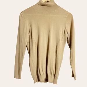 J. Lindeberg Camel Tan Knit Long Sleeve Turtleneck Sweater Size M